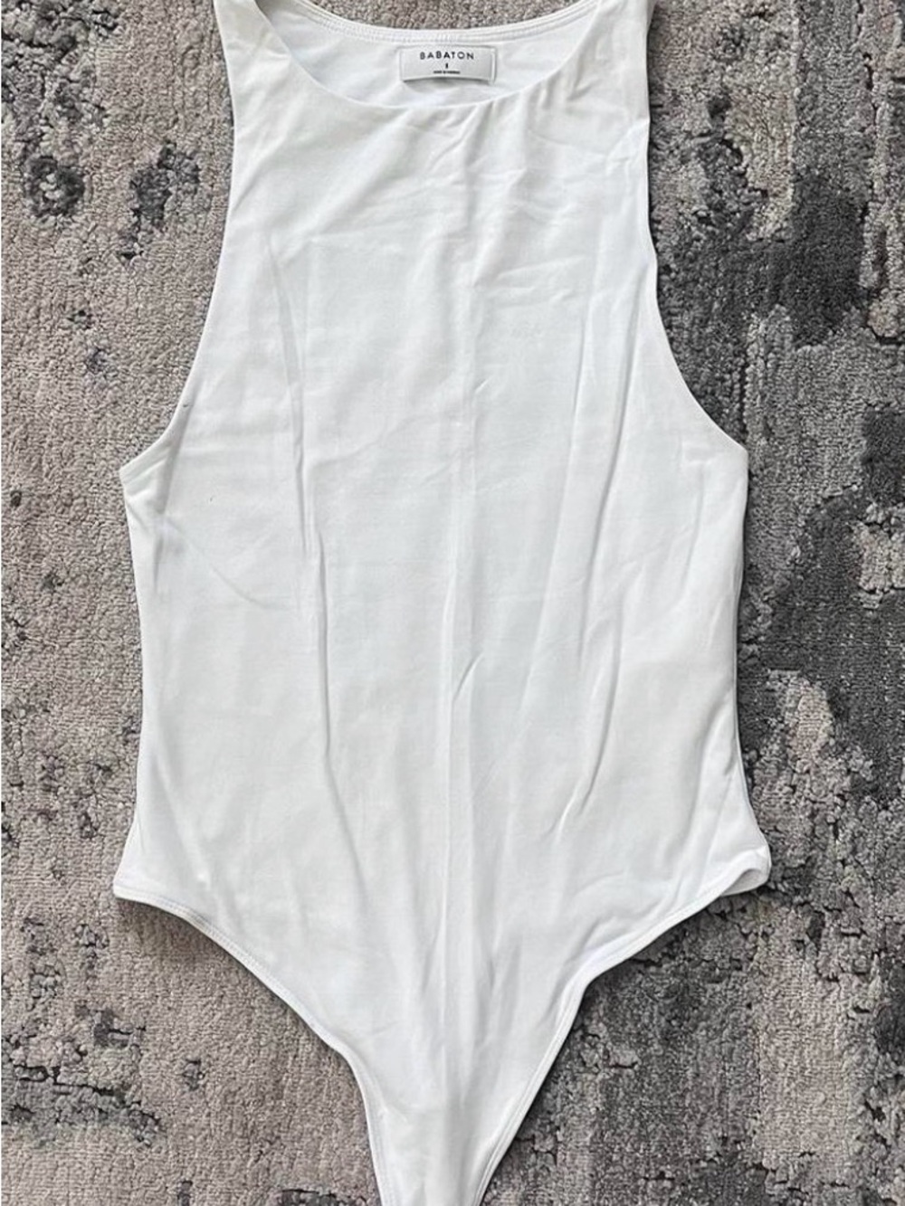 Babaton White Scoop Neck Sleeveless Bodysuit